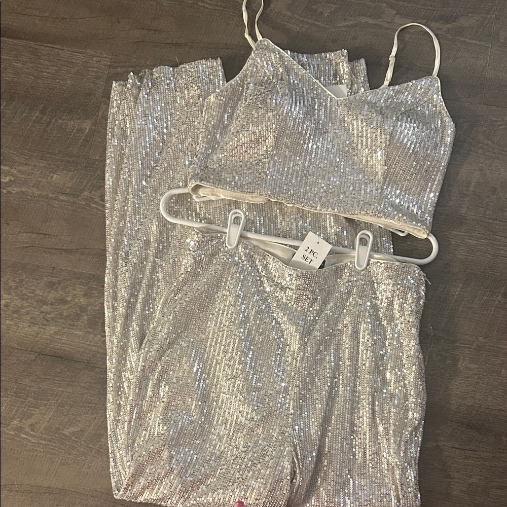 Crystal Doll Silver Sequin Jumpsuit